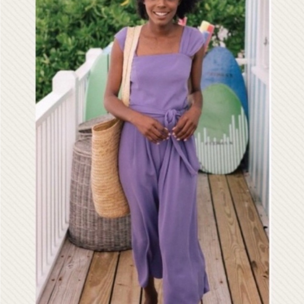 Gal Meets Glam Purple Cropped Wide Leg Belted Jumpsuit